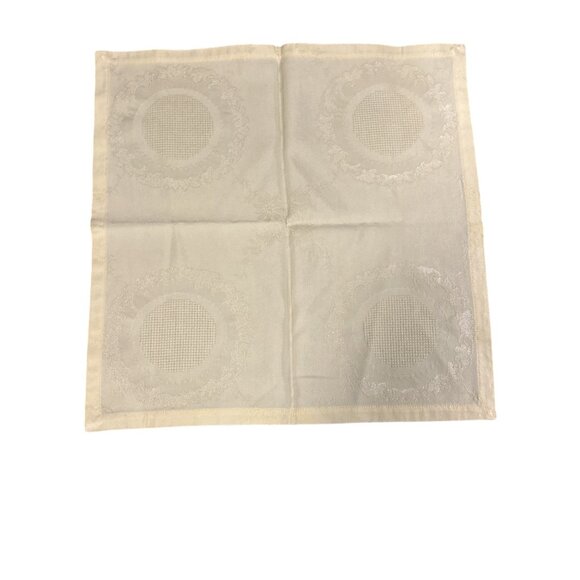 Set Of 6 Vintage Ivory Embroidered Linen Napkins With Floral Cross-Stitch Design - Picture 14 of 16